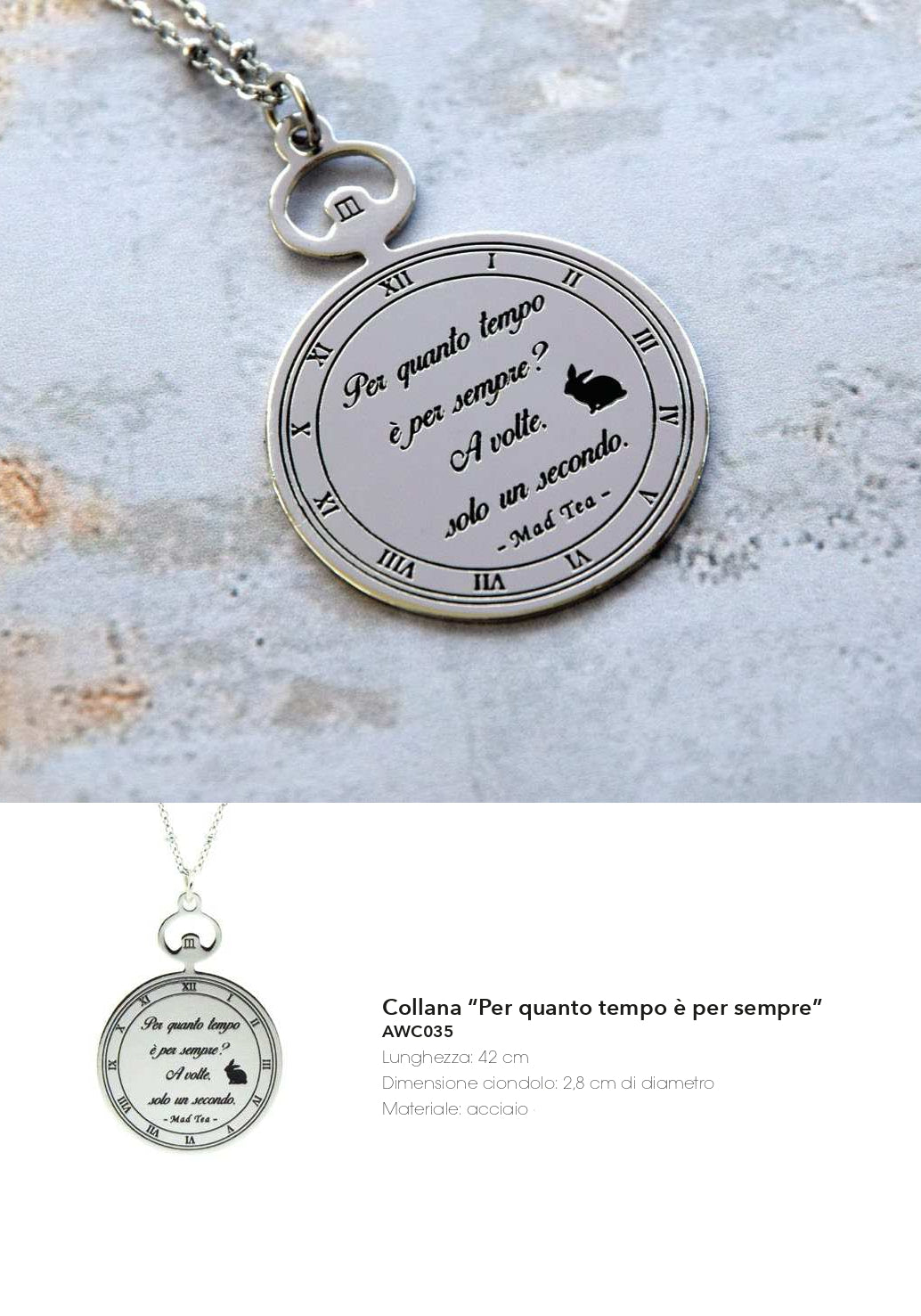 Collana in acciaio Mat Tea collezione Alice in Wonderland-AWC035