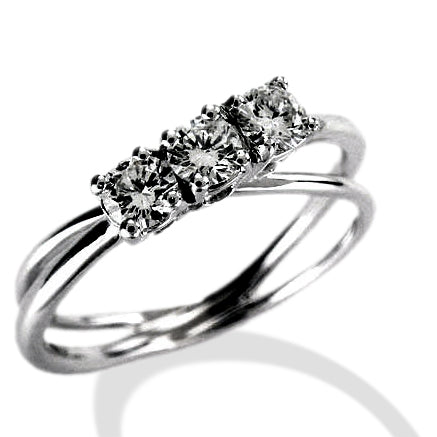 Anello trilogy in oro bianco con diamanti naturali - 082BIA25