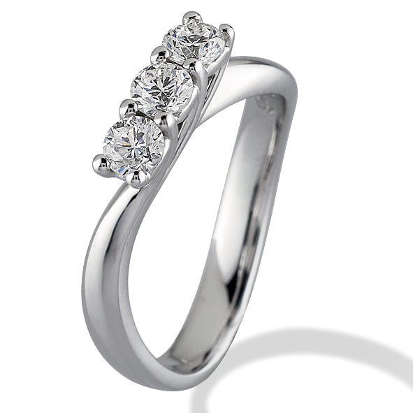 Anello trilogy in oro bianco con diamanti naturali - FT16629
