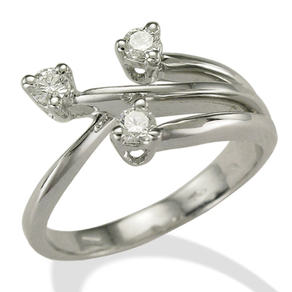Anello trilogy in oro bianco con diamanti naturali - FT19611