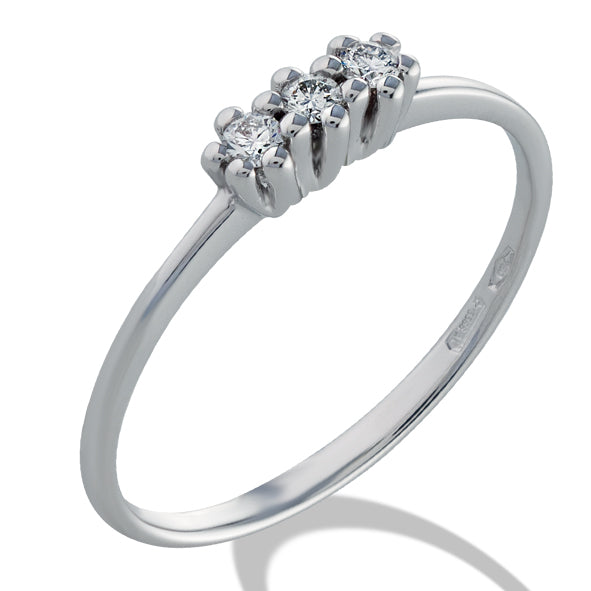 Anello trilogy in oro bianco con diamanti naturali - FT22609