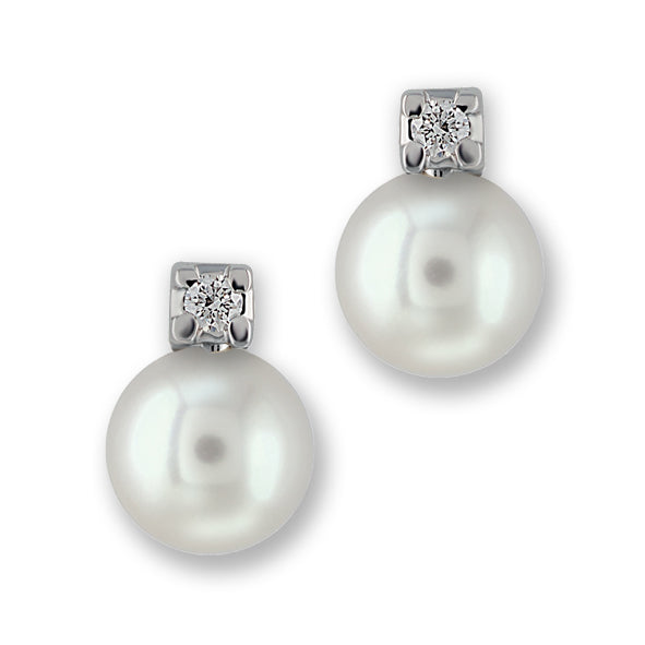 Orecchini di perla giapponese con diamante