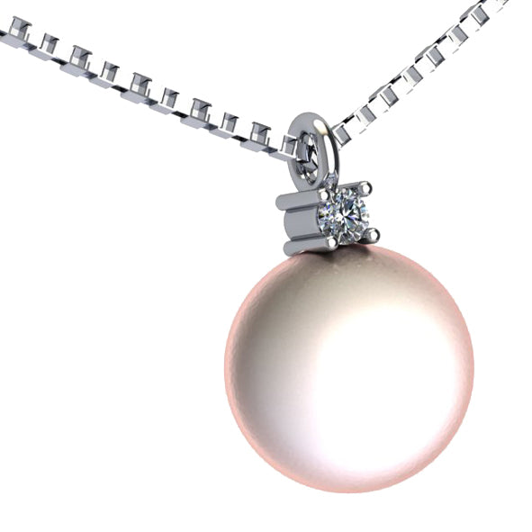 Collana di perla giapponese pendente con diamante