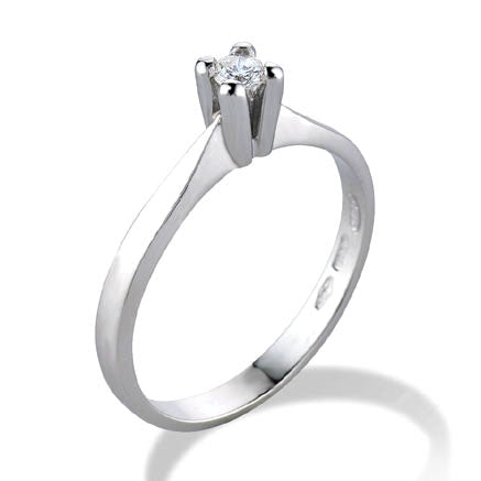 Anello solitario in oro bianco con diamante naturale - SS12506