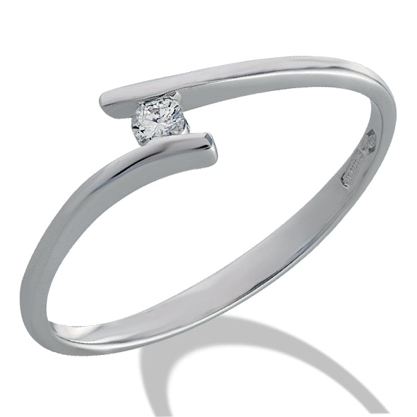 Anello solitario in oro bianco con diamante naturale - SS62508