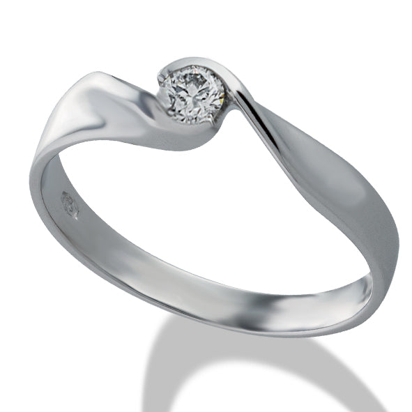 Anello solitario in oro bianco con diamante naturale - SS63211