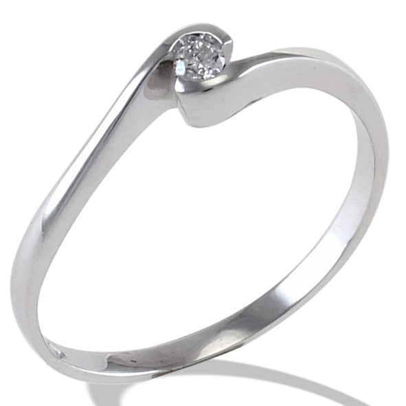 Anello solitario in oro bianco con diamante naturale - SS68512